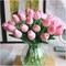 10 Pcs Real Touch PU Tulips – Artificial Faux Flowers for Home, Office, Wedding & Party Decorations (Pink)
